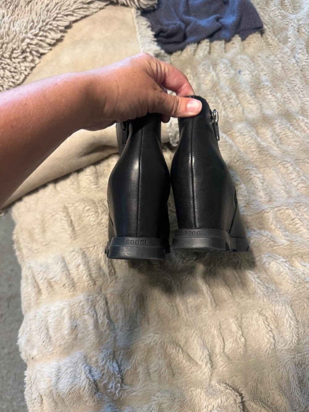 Sorel Joan of Artic Black Nubuck Unique Winter Wedge Ankle Booties - Picture 6 of 10